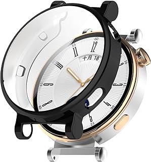 V VOLT Case Compatible with Huawei Watch GT4 41mm, Full Flexible TPU Case with Screen Protector, Soft Frame Shockproof Protective Cover Fit Watch GT 4-41mm (Black)