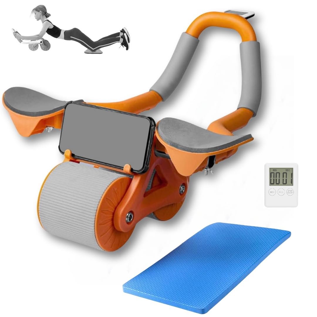AB Roller Wheel Abdominal Wheel with Automatic Rebound Wheel with Timer for Abdomen Exercises at Home and in the Gym
