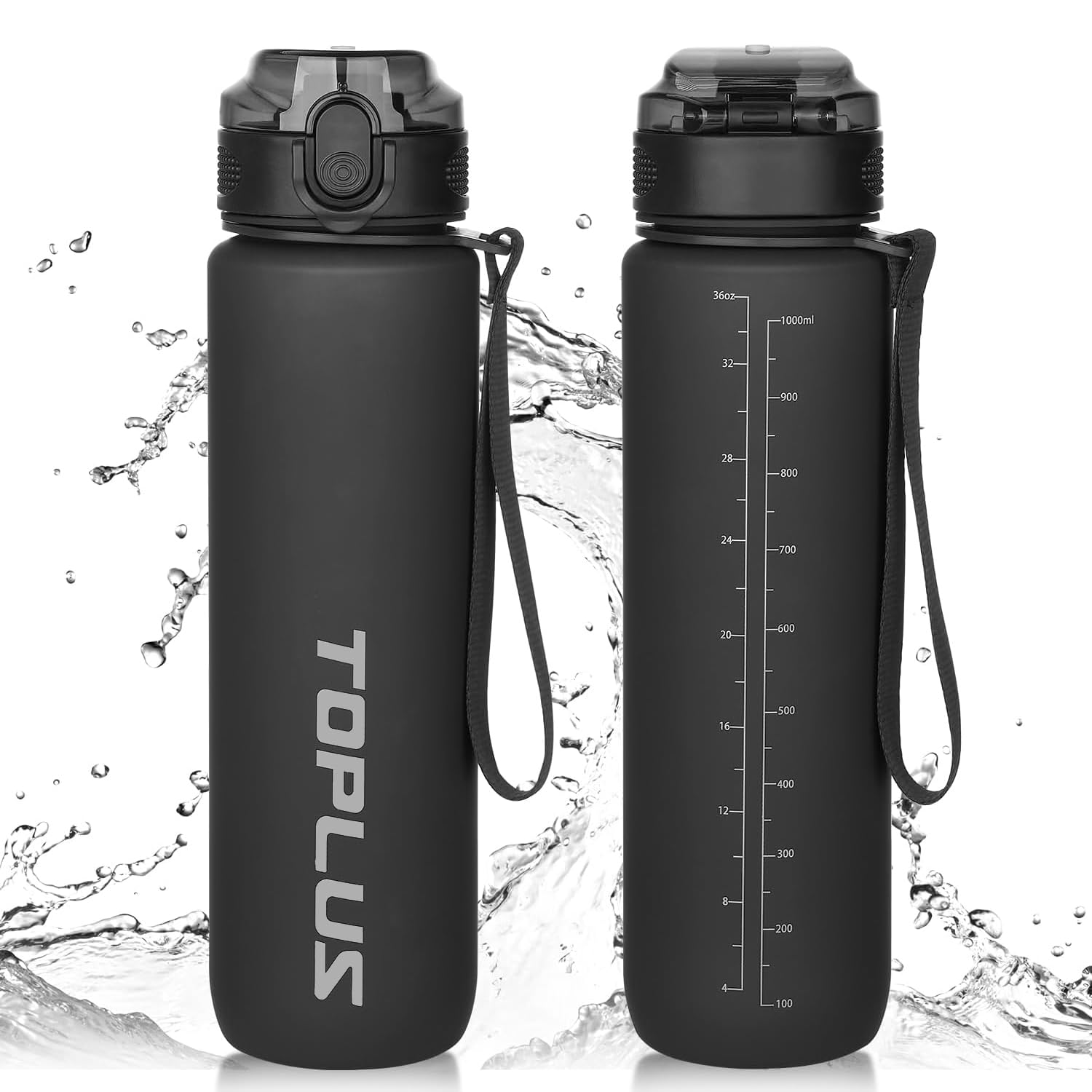 TOPLUS Sports Water Bottle 1L, BPA-Free Tritan Plastic Water Bottle for teenagers, adults, sports, hiking, gym, fitness, outdoor activities, cycling, school and office(1 Bottle)