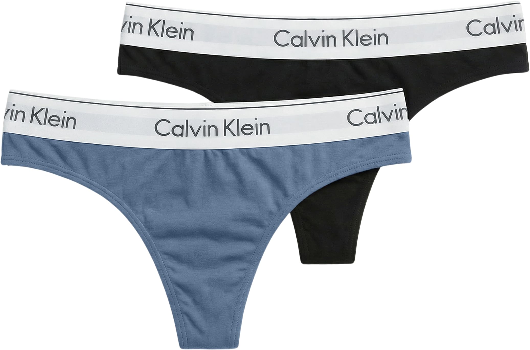 Calvin Klein Women THONG 2PK MULTI (Black/Blue Tulip) S