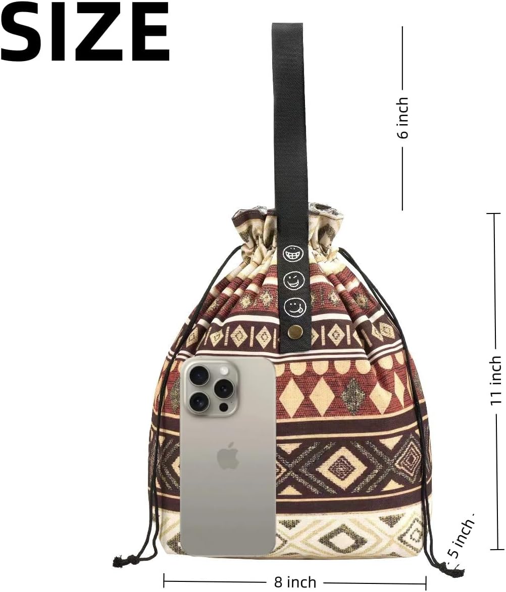 Single-Handle Lunch Bag, Lightweight Foldable Reusable Tote for On-the-Go - Perfect for Gym/Hiking/Solo Picnic (Bohemian) image 2