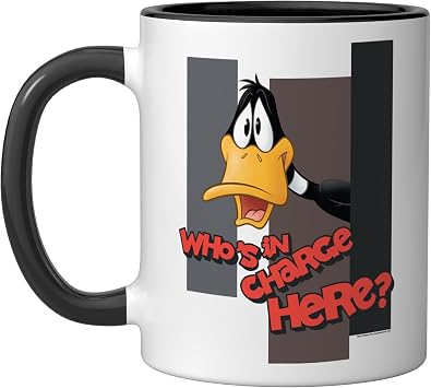 Looney Tunes Daffy Duck Whos in Charge? Ceramic Mug, Black/White, 11oz