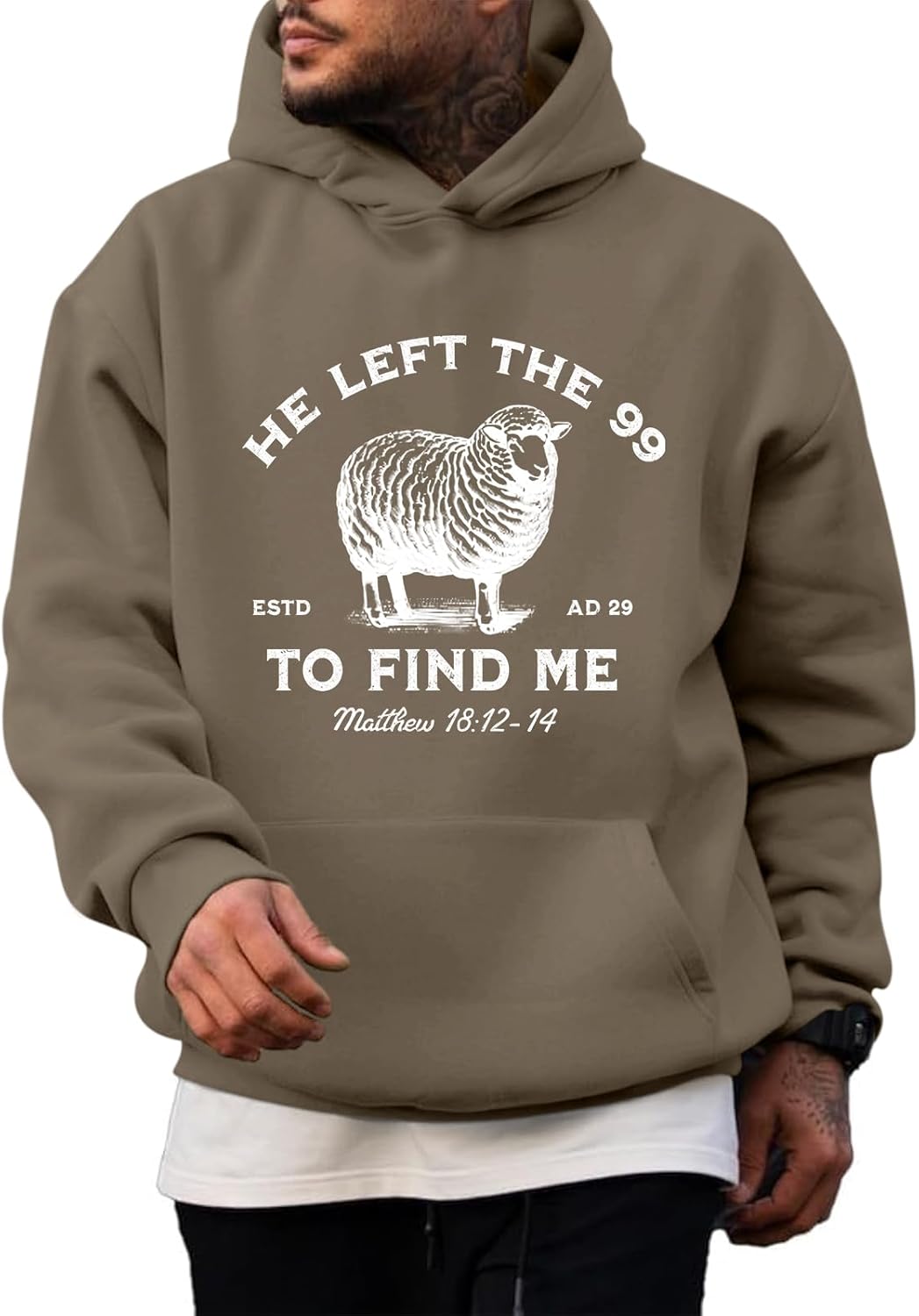 Christian Hoodies He Left The 99 To Find Me Sweatshirt Jesus Bible Verse Hoodies For Men Faith God Hooded Pullover