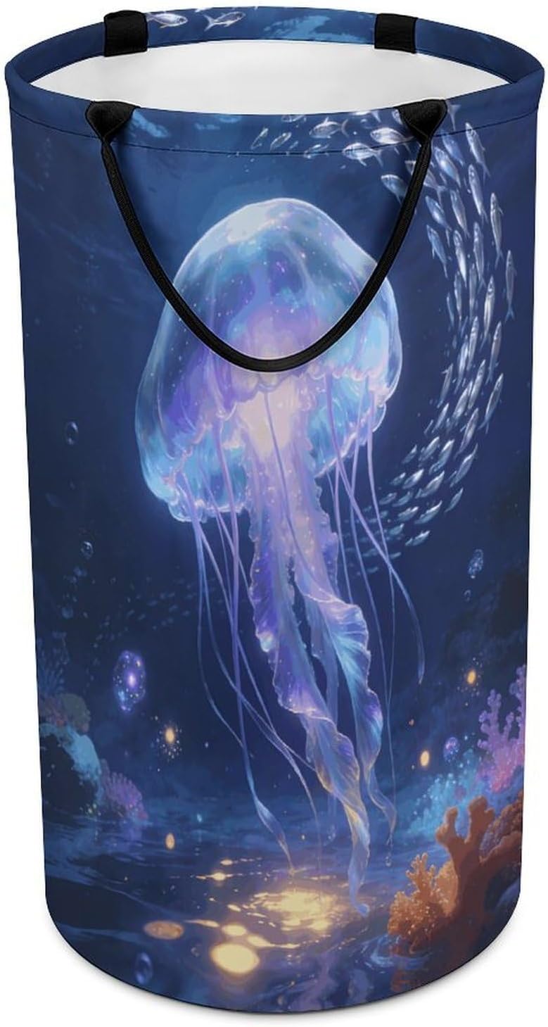 Ocean Laundry Hamper Portable Lightweight Clothes Hampers Fashion Dirty Laundry Storage Basket Large Capacity Foldable Clothes Baskets for Bathroom Bedroom