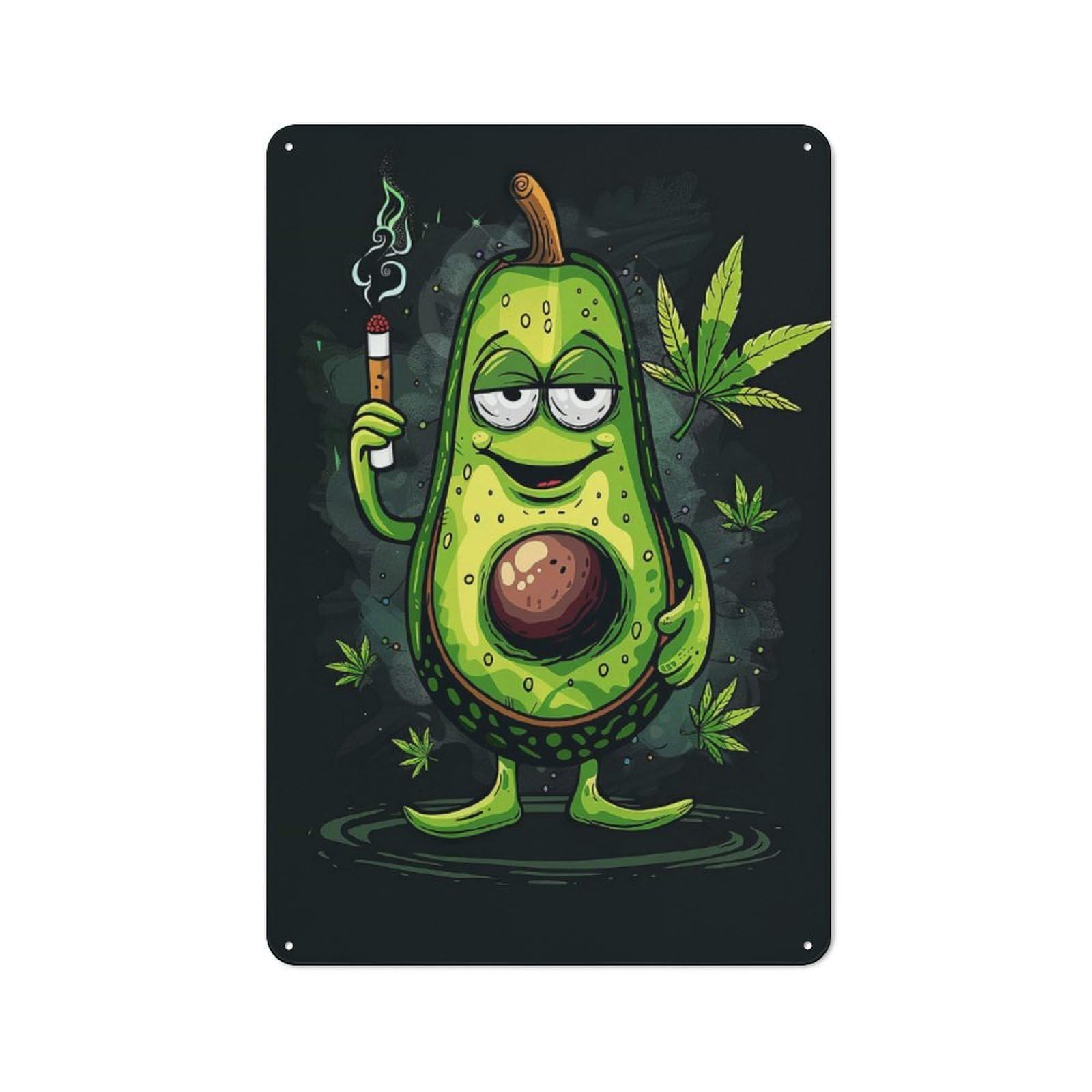 Junmoney Avocado Cannabis Retro Metal Sign 30X20cm, Home Bar Decor For Pub, Home Bar, Shed Or Man Cave, For Relaxed Wall Styling