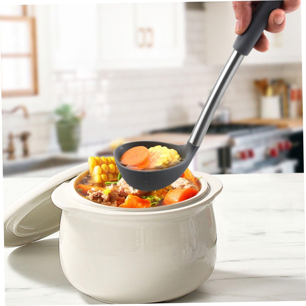 Gatuida Cucchiai da Cucina in Silicone Mestoli per Zuppe e Porridge Utensili da Cucina Antiaderenti e Facili da Pulire