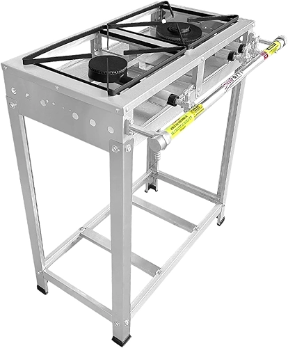 Fogão Industrial 2 Bocas, Baixa Pressão, Inox, 1 Queimador simples e 1 Duplo Duas Chamas