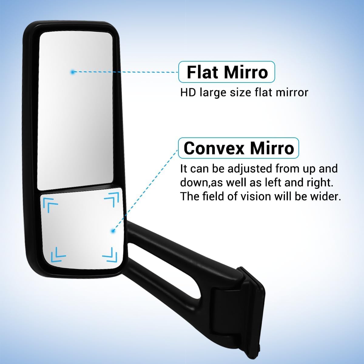 Door Mirror Chrome fit for 2013-2022 Peterbilt 579 Truck Left Driver Side Power Heated Mirrors (Chrome, Left)