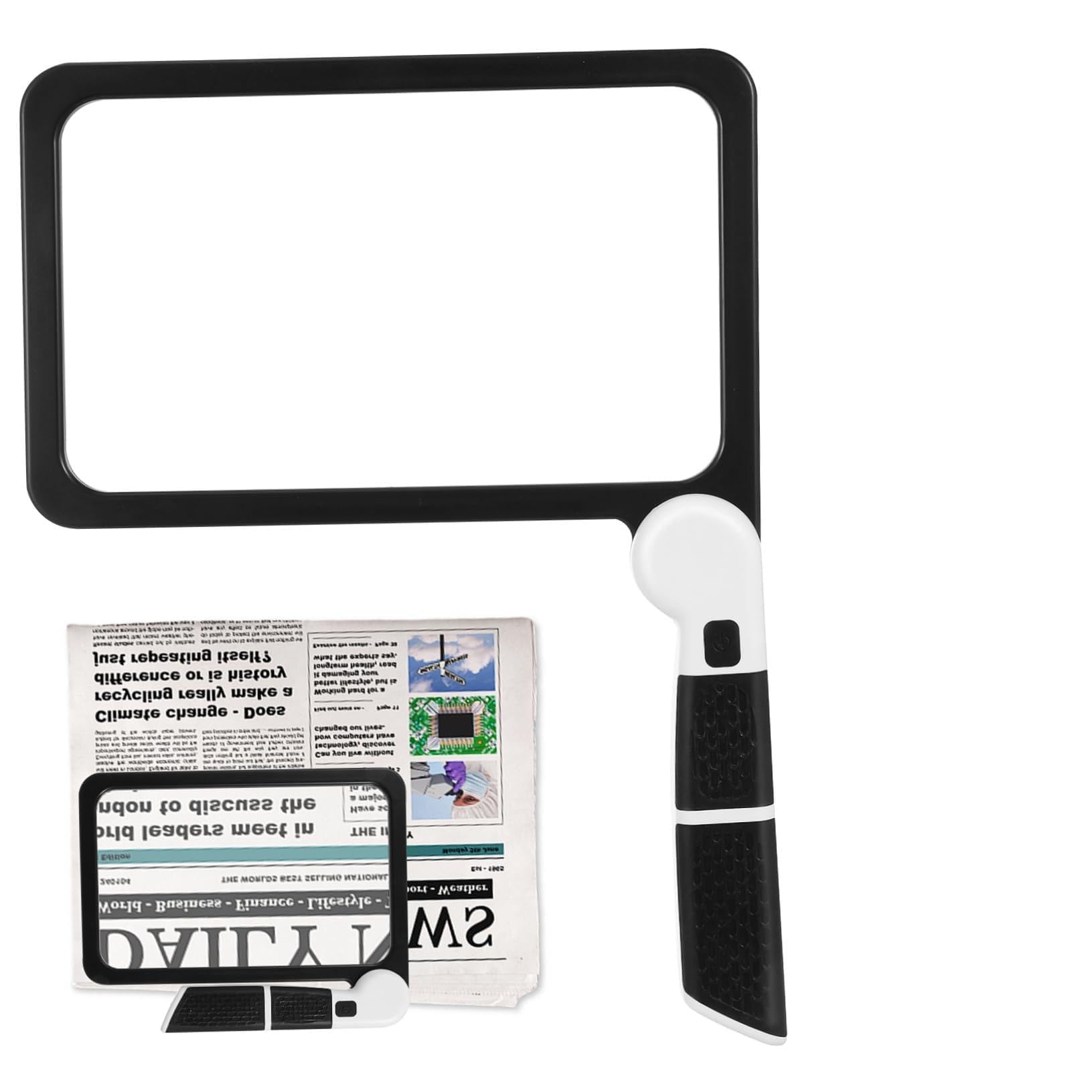 Loupe de Lecture Portable 5X Noire en Acrylique Éclairage