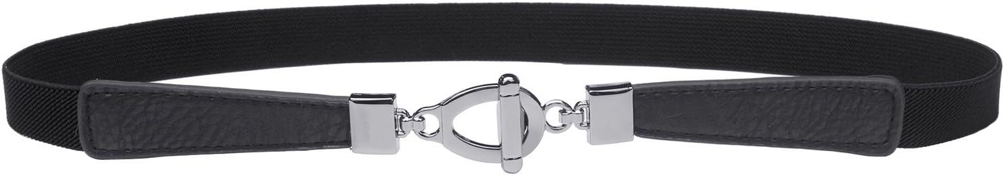 – Womens 0.8" Width Skinny Elastic Waist Belt Stretch Cinch Belt Thin Belt