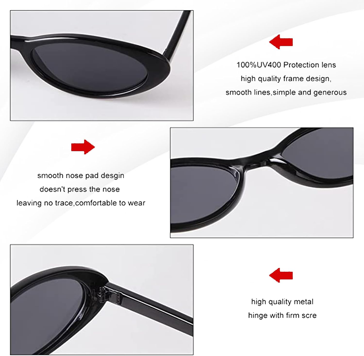 VIA LEECA Trendy Oval Sunglasses Women 90’s Vintage Sun Glasses Fashion Tinted Glasses UV400 Protection image 3