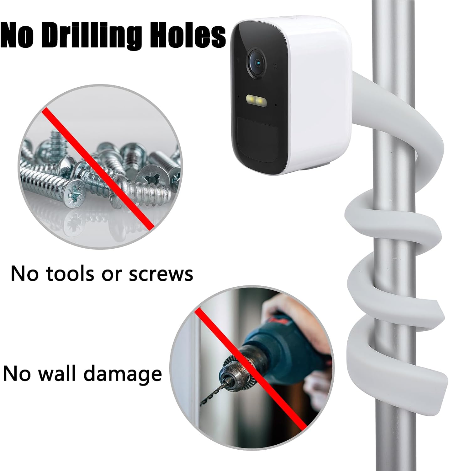 Flexible Mount Compatible with Eufy Cam 2C/2C Pro/3/3C Surveillance Camera, Pack of 2 Flexible Camera Mount Mast Mount Compatible with EufyCam 1/2/E, No Drilling, Flexible Stand image 4