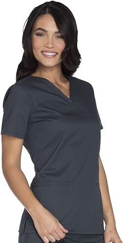 Miniatura 5 de Cherokee WW630 - Camiseta médica moderna y clásica con cuello en V para mujer, con 3 bolsillos, elástica en 2 direcciones, tela ultrasuave