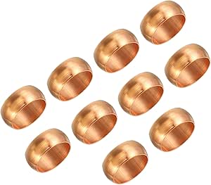 PATIKIL 10mm Buis OD Messing Compressie Mouwen Ferrules - 5 Pack Messing Montage Kit