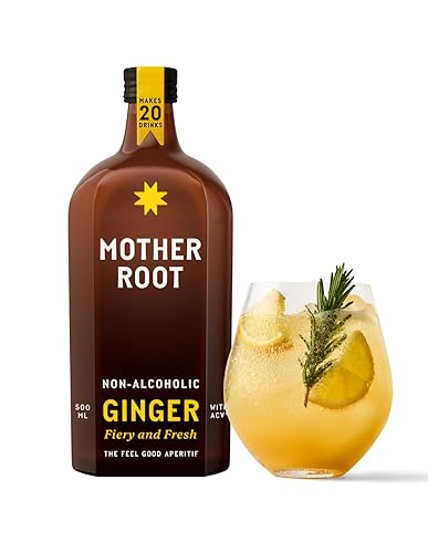 Mother Root Ginger (500ml) | Award-Winning Fiery + Fresh Alcohol-Free Aperitif | As Seen on Dragons’ Den | Benefit Rich Ginger & ACV | Bold, Complex & Delicious | Mix With Soda | Up To 20 Drinks - 500ml