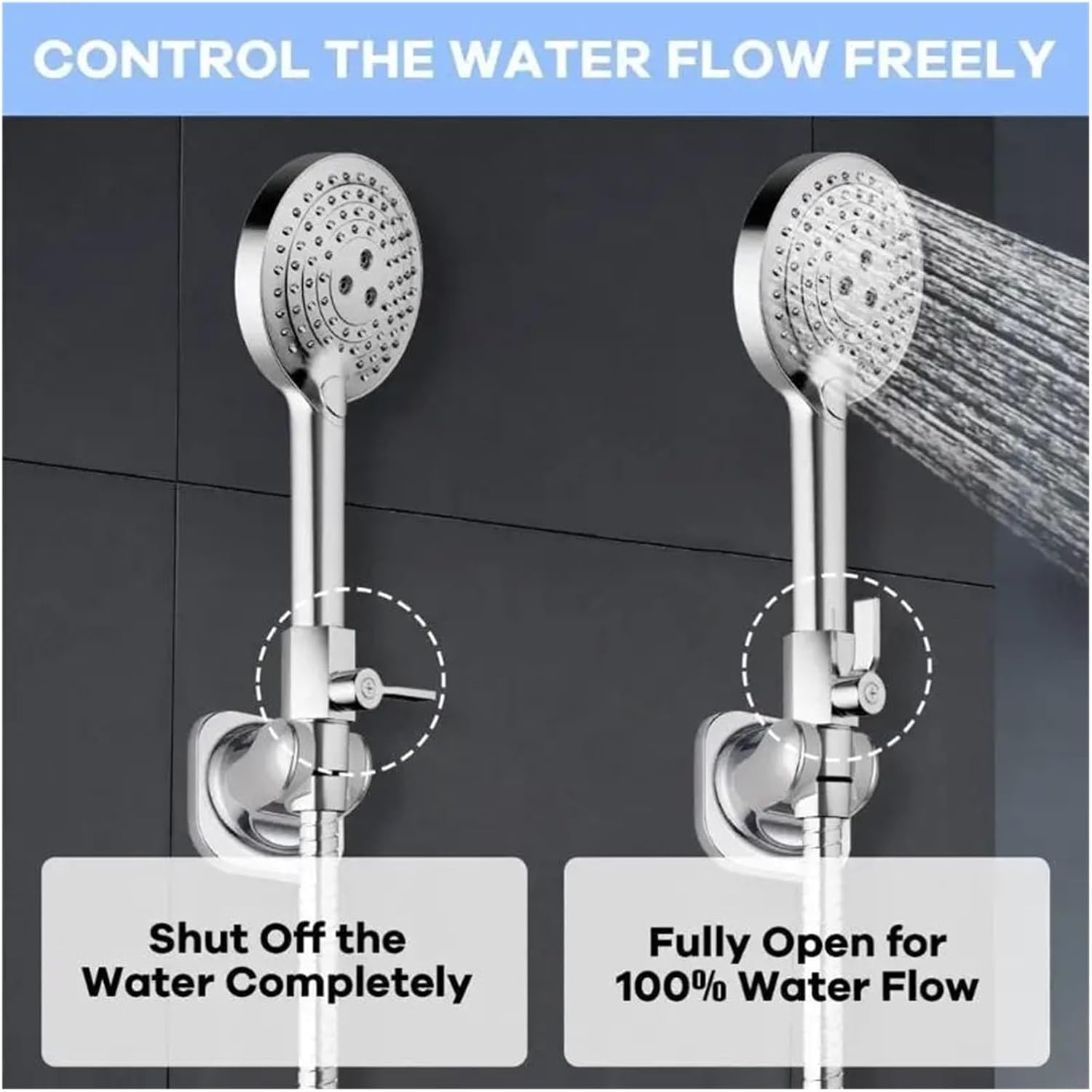 Shower Hose Shut Off Valve, Fast Water Flows Shut Off Valves Inch NPT Thread Steel Handle Lever Simple Installs for Shower Head Bidet Sprayer