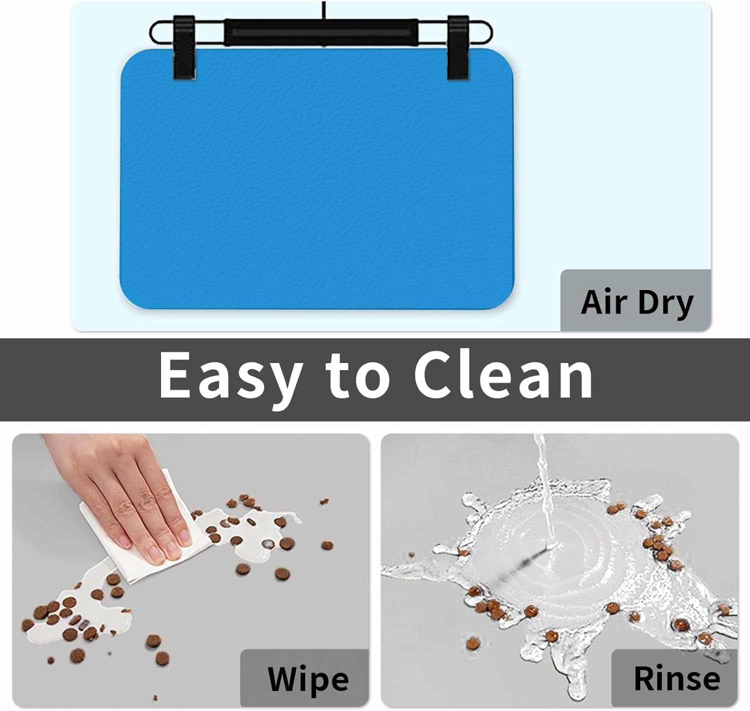 30x45cm Solid Color Blue Print Pet Absorbent Feeding Mat - Quick Dry Food Pad/Leather Placemat, for Dog Cat Food Bowl Water
