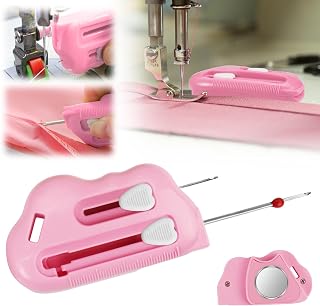 Magnetic Seam Guide for Sewing Machine with Seam Ripper, Multifunctional Polygonal Magnetic Sewing Guide Hemmer with Scale, Universal Sewing & Quilting Accessories Supplies(Pink Seam Ripper)