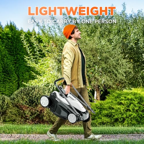 Image of Litheli 16.5 inch Electric Lawn Mower Cordless, Brushless Lawnmower with 6-Height Adjust and 2 x 4.0Ah Batteries, for Garden and Yards