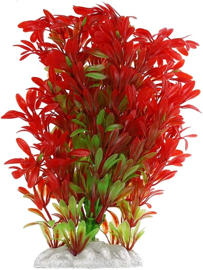 Artificial Plastic Plant Decoration for Aquarium Fish Tank Red Green Color