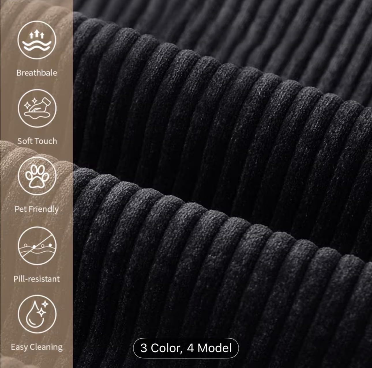 Extra Large L-Shaped Sectional Sofa Modular Plush Cloud Couch with Right Chaise - No-Tools Assembly Foam Frame, Soft Corduroy Upholstery (Grey Left Side)