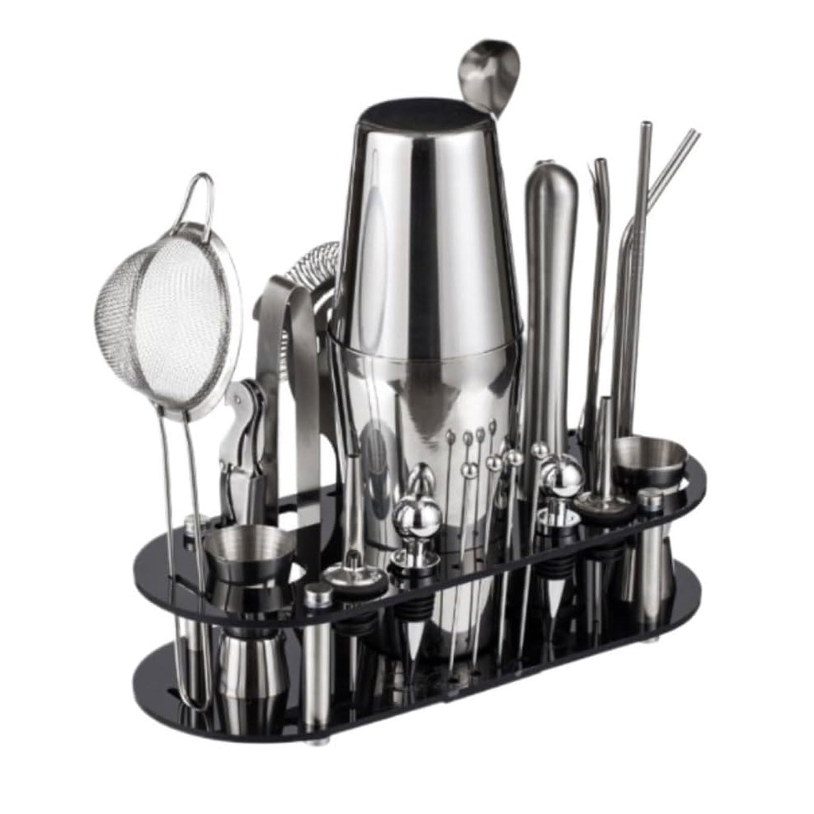 23-Piece Stainless Steel Cocktail Shaker Set with Acrylic Stand, Professional 304 Bartend…