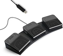 Foot Pedal PC USB Triple Foot Switch Programmable Computer Keyboard Shortcut Key Customized Combination Key One Key Move for Video Game Office Equiment Control HID (Mechanical Switch)