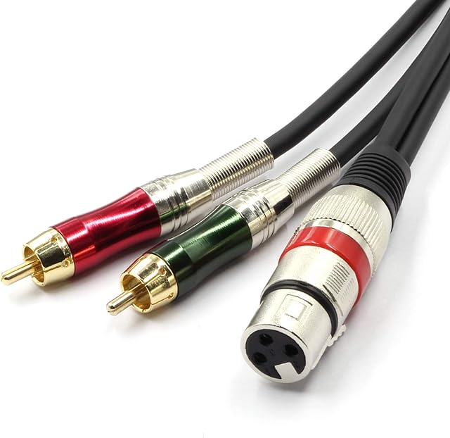 SiYear XLR Weiblich auf 2 x Phono RCA Steckeradapter Y Splitter Patch kabel, XLR Weiblich 3pin auf Dual RCA Stecker Stereo Audio kabel stecker (3M)