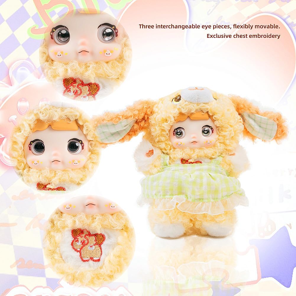 Nommi Plush Blind Box， Plush Figure Toys 1PC (1 of 9 Possible Styles) Nommi Puppy Diary Series Keychain & Bag Charm Birthday Gifts 6 in