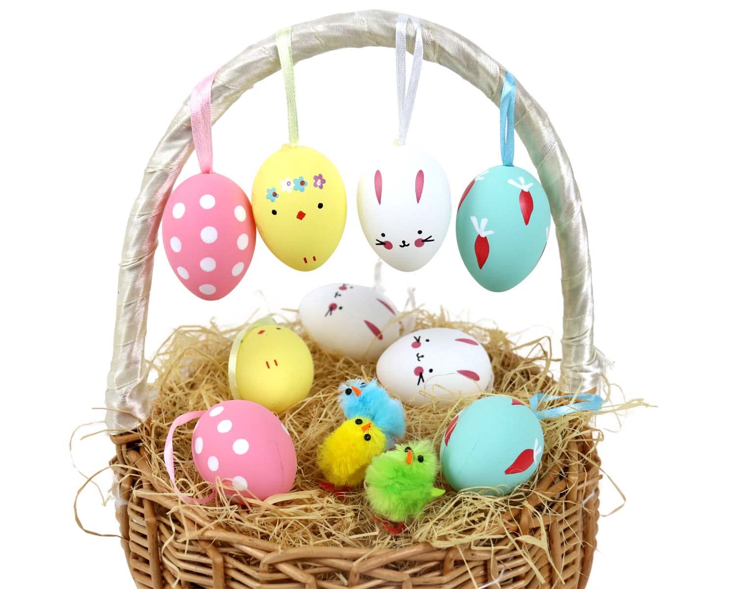 Amazon Com Feitore 12pcs Easter Hanging Eggs Cute Colorful Plastic Easter Eggs Hanging Ornaments Easter Decorations Hanging Plastic Eggs For Easter Tree Decor And Diy Crafts Home Kitchen