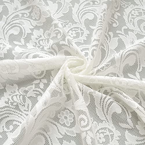 Aligogo Ivory Lace Curtains For Bedroom 63 Inch Length-Luxury Flowers Sheer Lace Curtains 63 Inch Length Short Window Curtains 52 W X 63 L Inch, Ivory #TOP6