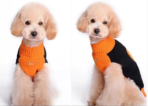 Miniatura 5 de MaruPet Suéter acanalado de dos piernas para perrito de Año Nuevo, prendas de punto, cuello alto, Halloween, calabaza, impreso, chaleco de algodón