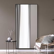 MirrorOutlet The Artus - Black Modern Aluminium Edged Wall Mirror 79" X 39" 200CM X 100CM Silver Mirror Glass