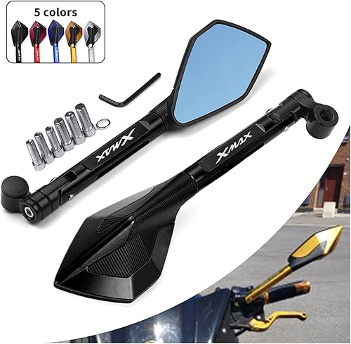 Miniatura 3 de Espejos laterales retrovisores de motocicleta CNC azulados para Yamaha Xmax 125 250 300 400 X-MAX 2017 2018 2019 2020
