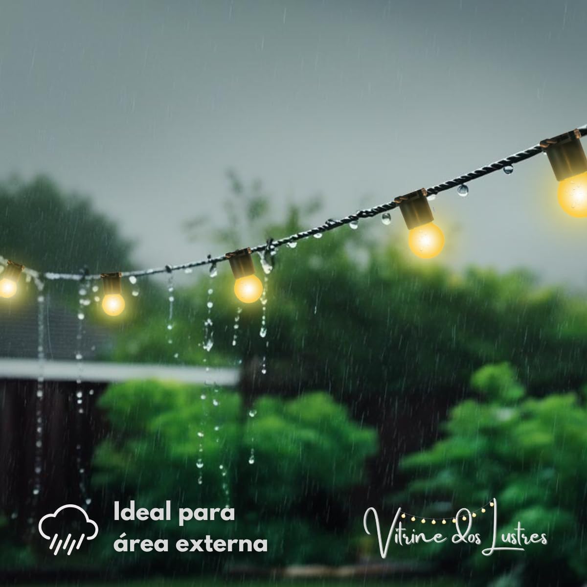 Varal De Luzes 20 Metros Externo Gambiarra Cordão Bivolt E27