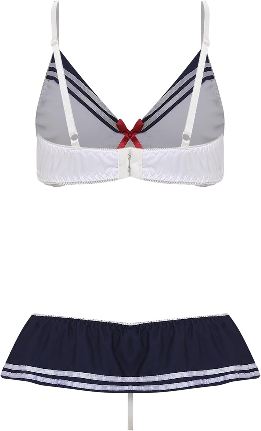 Womens 2 Pcs Sailor Schoolgirl Lingerie Set Japanese Anime Uniform Bra Top with Miniskirts