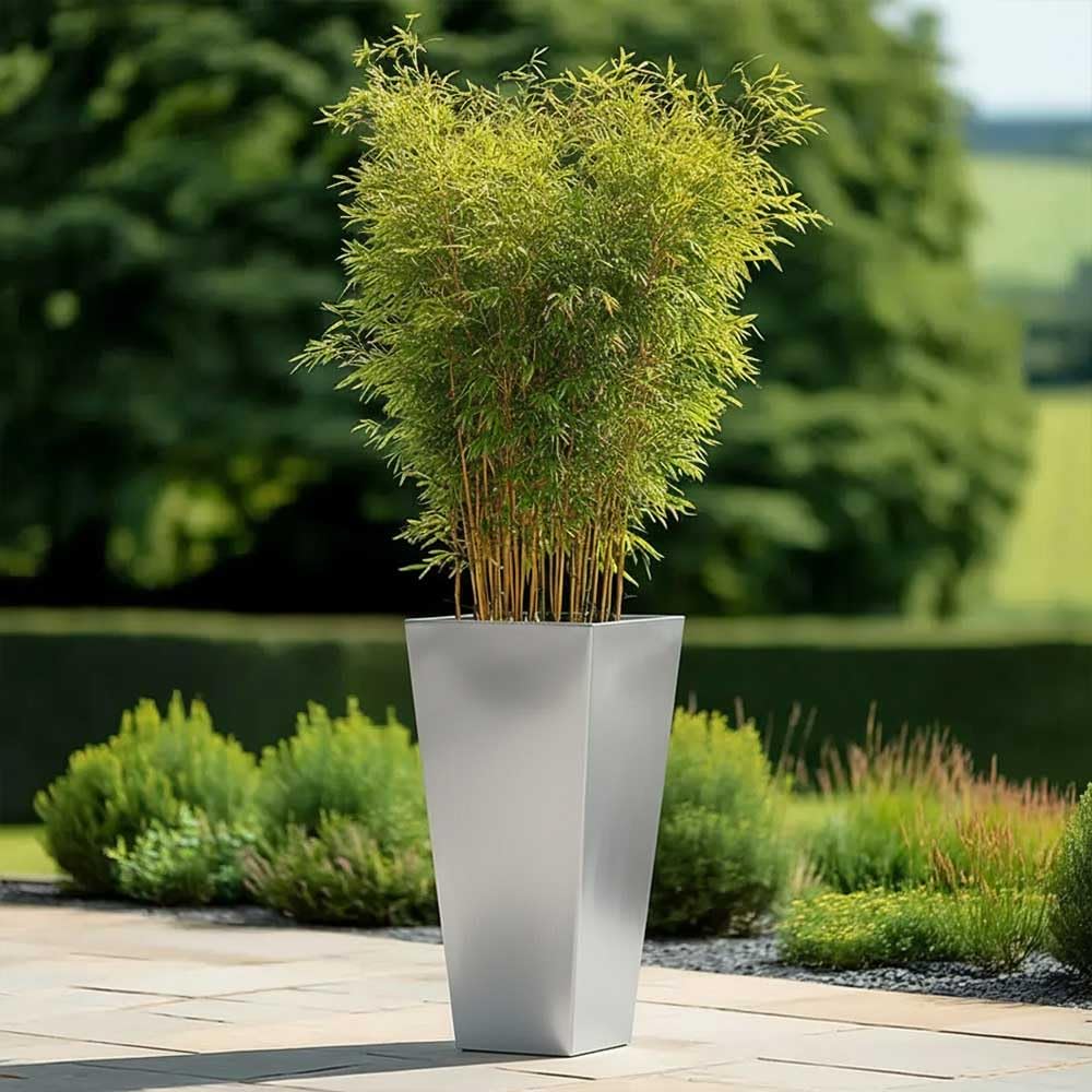 Tulipy 90cm/70cm Zinc Galvanised Tall Tapered Square Planter | No Assembly Needed | Lightweight (Silver, L40cm x W40cm x H90cm)