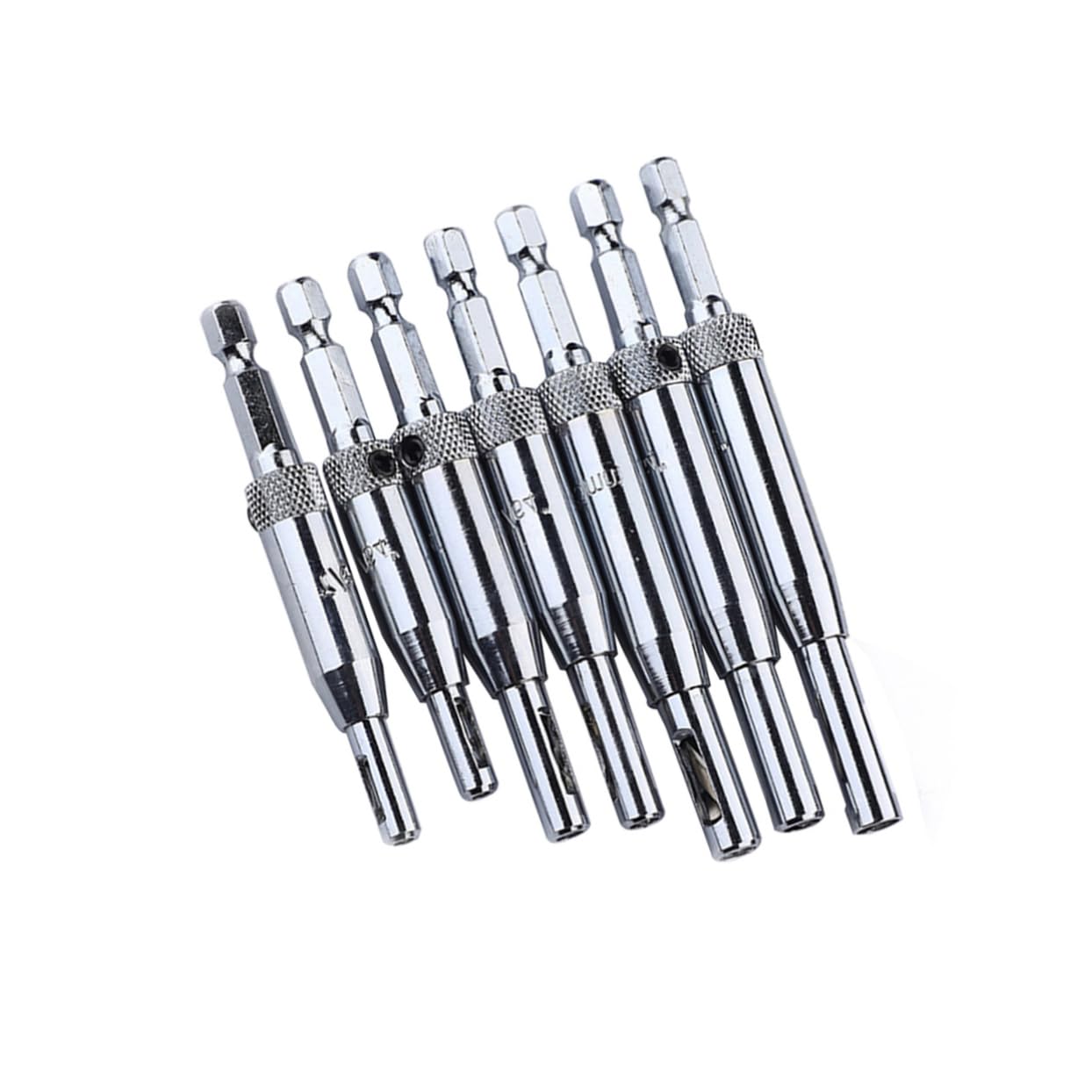 NULYLU Self Centering Hinge Drill Bit Set 7 Pcs Door Hinge Drill Bits Woodworking Drill Bit 5/64''-1/4'' Screw Sizes for DIY