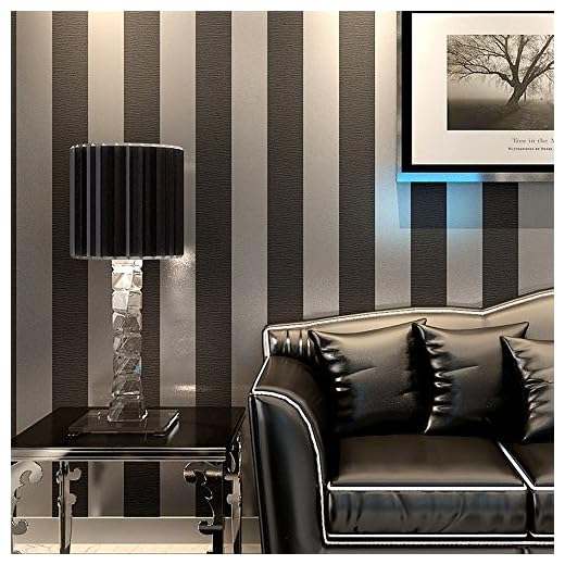 KeTian carta da parati in PVC motivo a strisce verticali stile minimalista moderno ideale per camera da letto e soggiorno Black Gray 0.53mx10m=5.3m2