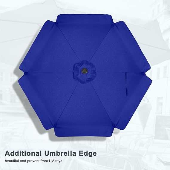 MASTERCANOPY 7.5ft Patio Umbrella with Valance, Crank and Tilt 6 Ribs Outdoor Market Umbrella, UV/Fade Resistant, Waterproof Canopy with Wind Vent for Garden, Deck, Backyard, Pool (Blue)
