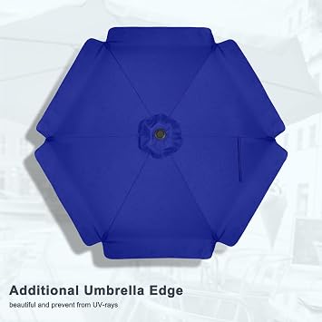 MASTERCANOPY 7.5ft Patio Umbrella with Valance, Crank and Tilt 6 Ribs Outdoor Market Umbrella, UV/Fade Resistant, Waterproof Canopy with Wind Vent for Garden, Deck, Backyard, Pool (Blue)