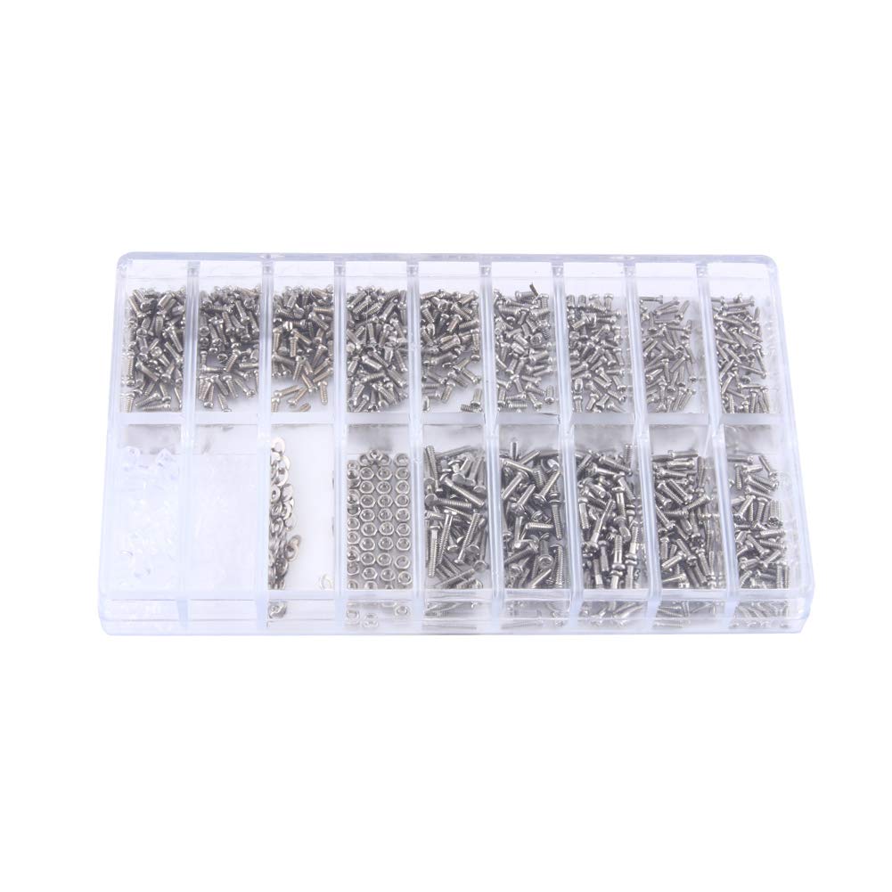 Yctze Premium Stainless Steel Eyeglass Sunglass Screws Repair Kit for Glasses - Small Tiny Screws, Nuts, Washer Assortment for Optical Repair