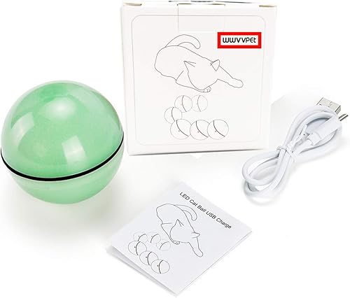 Miniatura 9 de Pelota interactiva de juguetes para gatos con luz LED, bola autogiratoria de 360 grados, juguete recargable por USB, estimula el instinto de caza,