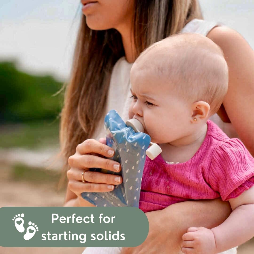 Reusable Baby Food Pouches | Food Storage, Toddlers & Kids | Applesauce, Smoothies, Yogurt & Purees Squeeze | BPA-Free Squeeze Pouch, Leakproof, baby utensils, snack containers, neutral, 12 pack