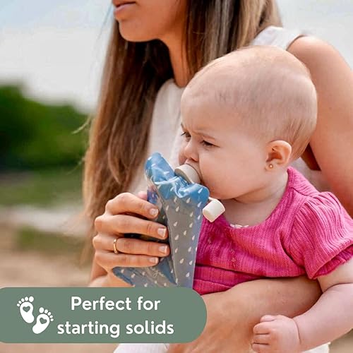 Miniatura 6 de Bolsas reutilizables para alimentos para bebés, almacenamiento de alimentos, niños pequeños y niños, puré de manzana, licuados de frutas, yogur y