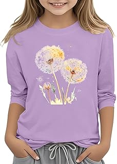 Girls' Shirt Long Sleeve Crew Neck Tops Toddler Eye-catching Pattern Graphic T-Shirt Casual Casual Fit Traditional Pullover with Floral Print Fashion Kids Shirt