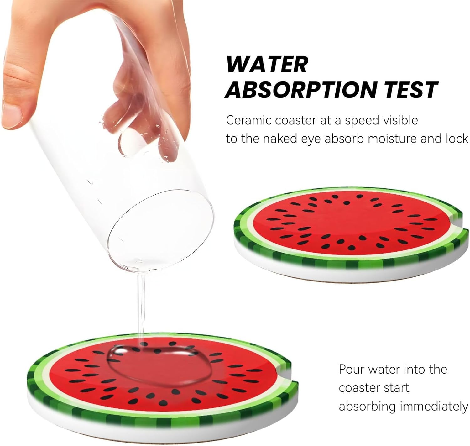 Watermelon 2 Pack Car Cup Holder Coasters Ceramic Drink Coasters image 4