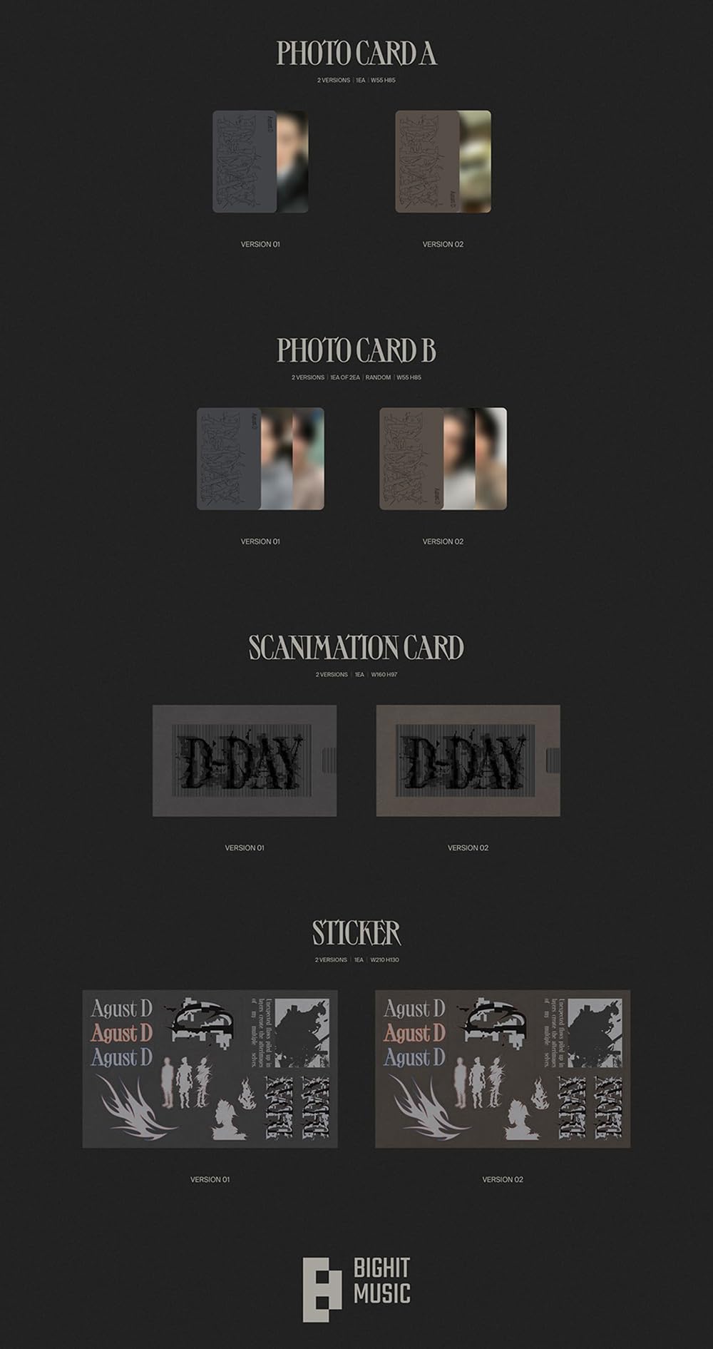 B.T.S AGUST D(SUGA) - [D-DAY] SOLO ALBUM, [SET : VERSION 01 + VERSION 02]