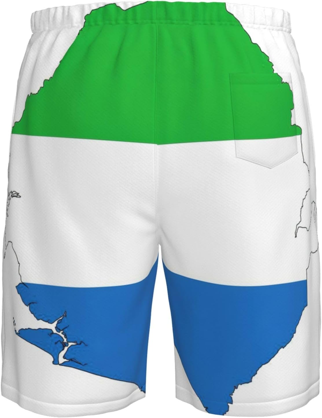 Mens Sierra Leone Flag Map Print Beach Shorts,Casual Summer Shorts for Men,Quick Dry Polyester