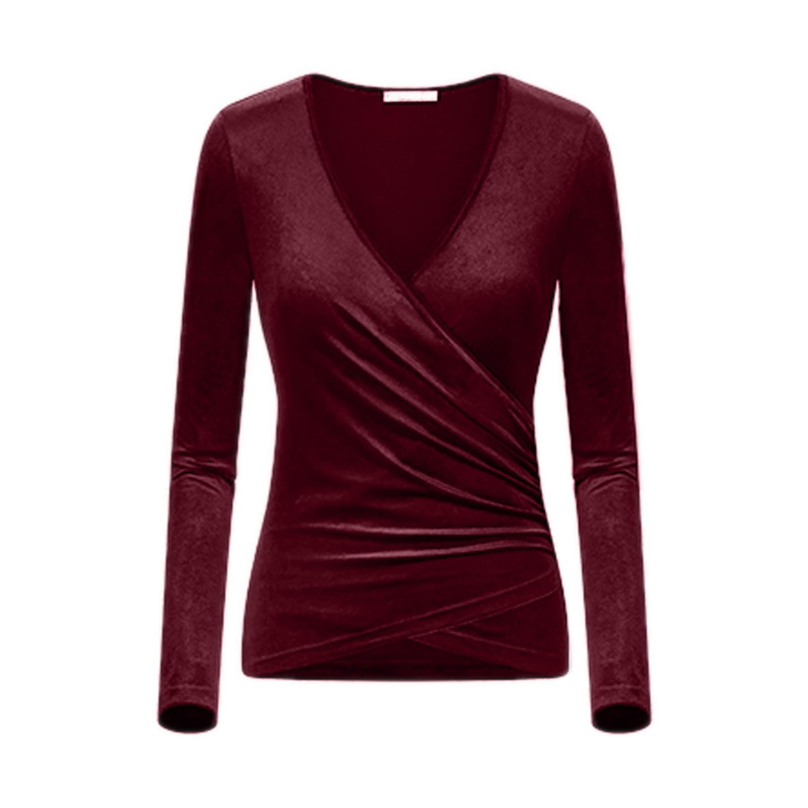 Liquidación de venta Camisa de terciopelo negro para mujer, camisa de terciopelo acolchada, camisa de terciopelo rojo, camisa de terciopelo marrón para mujer